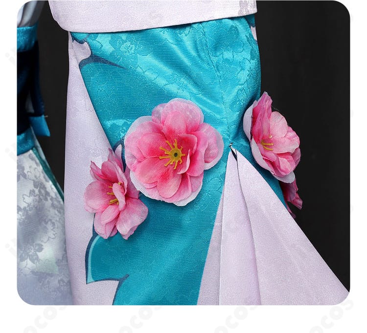 初音ミク 陰陽師コラボ衣装の袖に施された花飾りディテール。華やかなアクセント