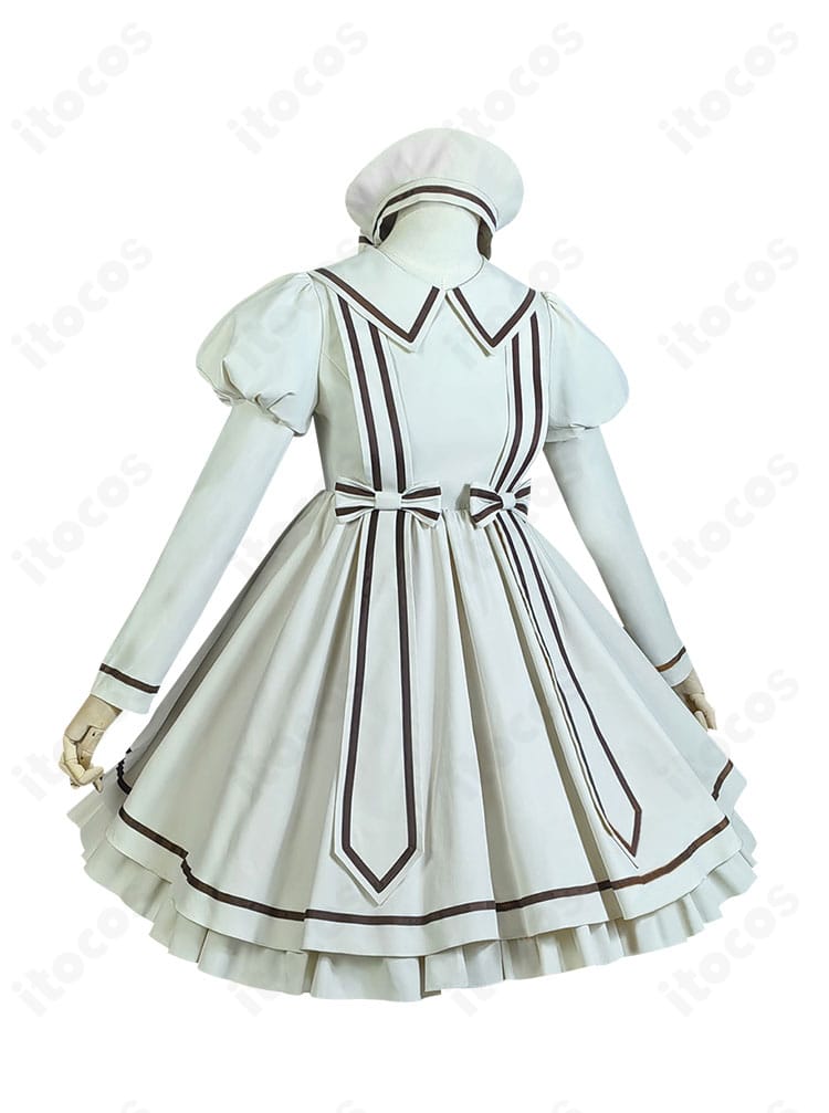 木之本桜「水族館」コスプレ衣装 左側面。サイドラインと装飾配置を確認できる角度。