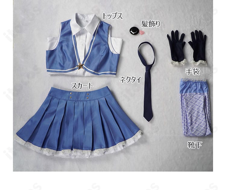 天宮りずむ コスプレ衣装のセット内容6点を並べて撮影した確認用画像