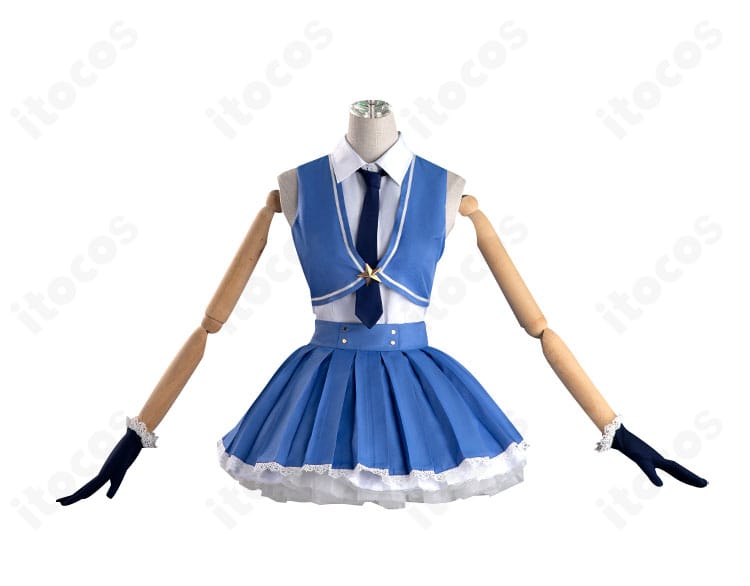 天宮りずむ コスプレ衣装の正面全体カット。トップスとスカートの配色や装飾が分かる画像