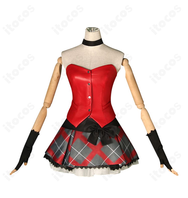 高峰みおん コスプレ衣装の正面全身。トップスとスカートのバランスが良く、イベントや撮影で映える設計。