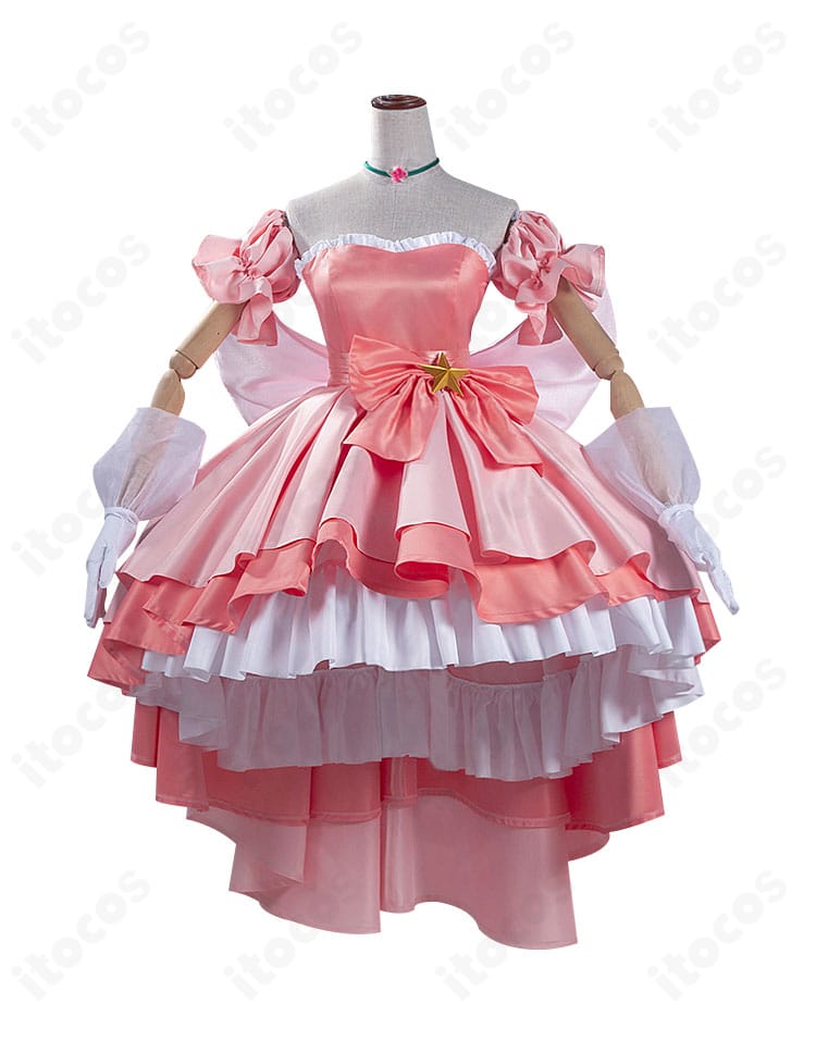 正面からの花園花鈴コスチューム。ワンピースのシルエットと胸元デザインを強調した高再現ショット