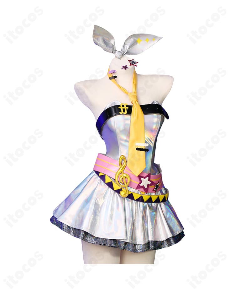 鏡音リン『Muse Dash』コラボver. コスプレ衣装の内部装飾ディテール。刺繍風装飾と裏側の仕立てが見える快適性重視の作り。