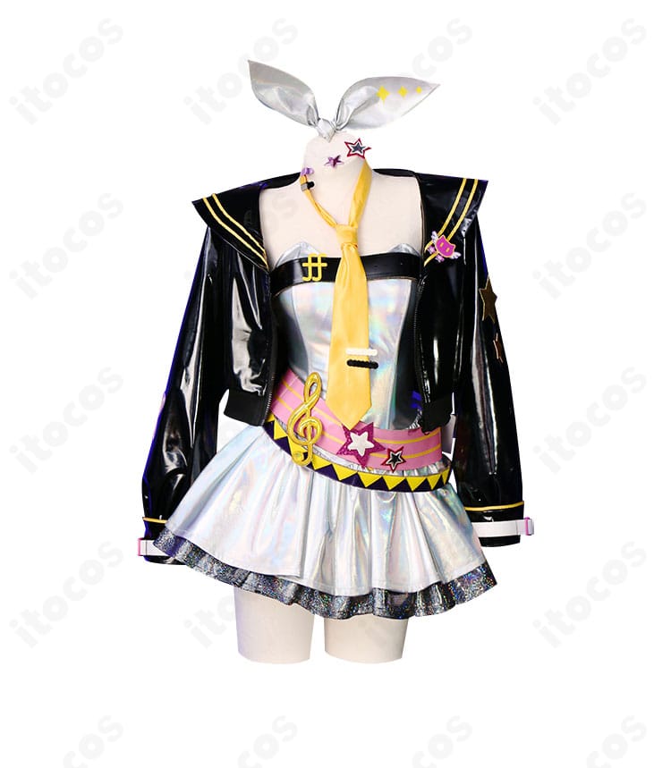 鏡音リン『Muse Dash』コラボver. コスプレ衣装の正面カット。アイコニックなデザインラインとカラー配置が分かる再現度重視のディテール。