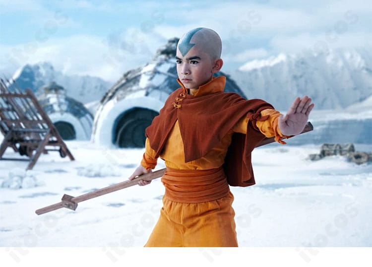 アバター 伝説の少年アン・アン 実写版僧衣コスプレの役柄イメージ。全体の配色とレイヤー構成が分かる解説画像。