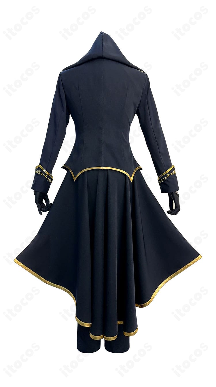 ブルーロック 潔 世一 悪魔コスプレ衣装の背面。尻尾や背面ライン、裾のシルエットが確認できる後ろ姿