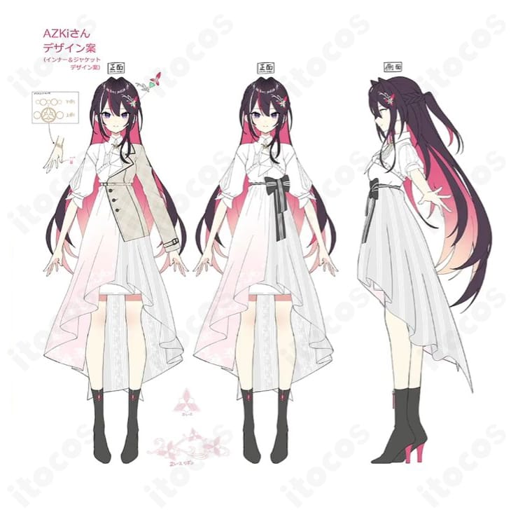 ホロライブ AZKi 4th衣装のコスプレを正面から撮影。配色とラインを忠実再現したITOCOS製ステージ衣装の全身イメージ。