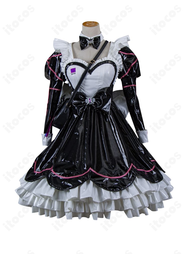 ココア メイド服の装飾クローズアップ。フリルと縁取りが上品な印象を演出。