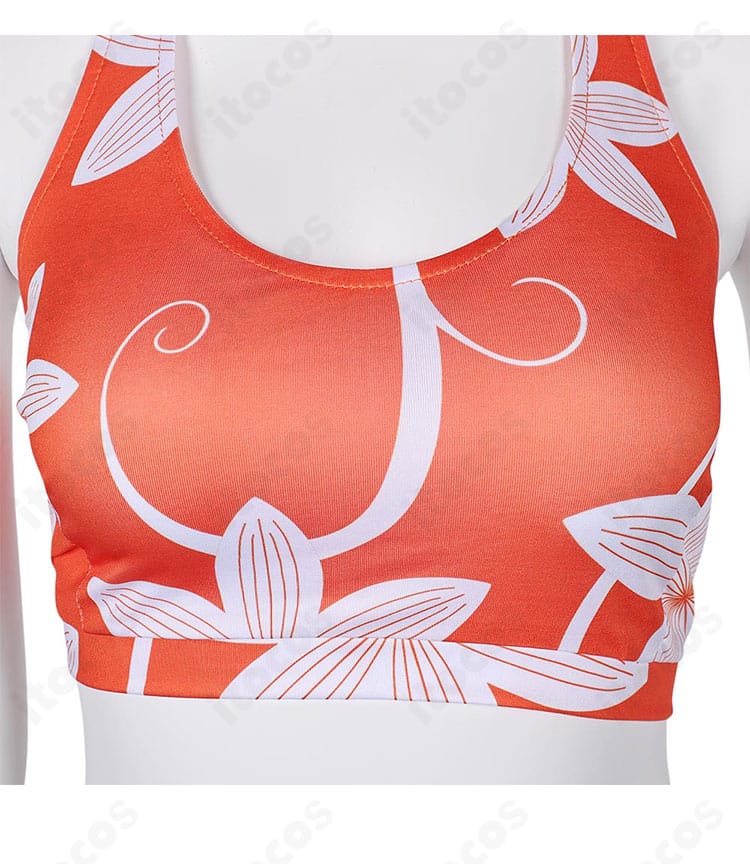 ユフィ・キサラギ水着コスのトップス詳細。縫製ラインとパーツの切り替え、デザインの精緻さが見えるクローズアップ。