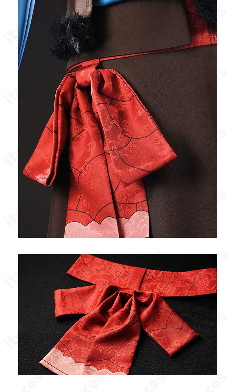 腰の大きな蝶結び飾りのディテールと質感