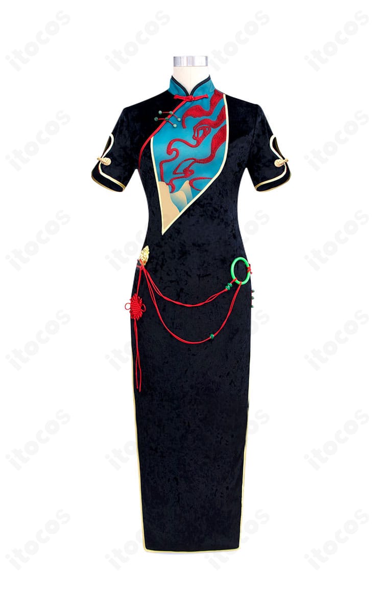 無期迷途 エンジェルのチャイナドレス衣装 正面。透け感素材と装飾の配置がわかる全身コーデの参考画像