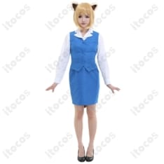 アグレッシブ烈子 烈子 事務制服コスプレ一式。耳と尻尾付きで高再現、長時間イベントも快適 - 1枚目の画像（サムネイル）