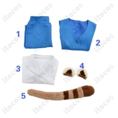 アグレッシブ烈子 烈子 事務制服コスプレ一式。耳と尻尾付きで高再現、長時間イベントも快適 - 6枚目の画像（サムネイル）