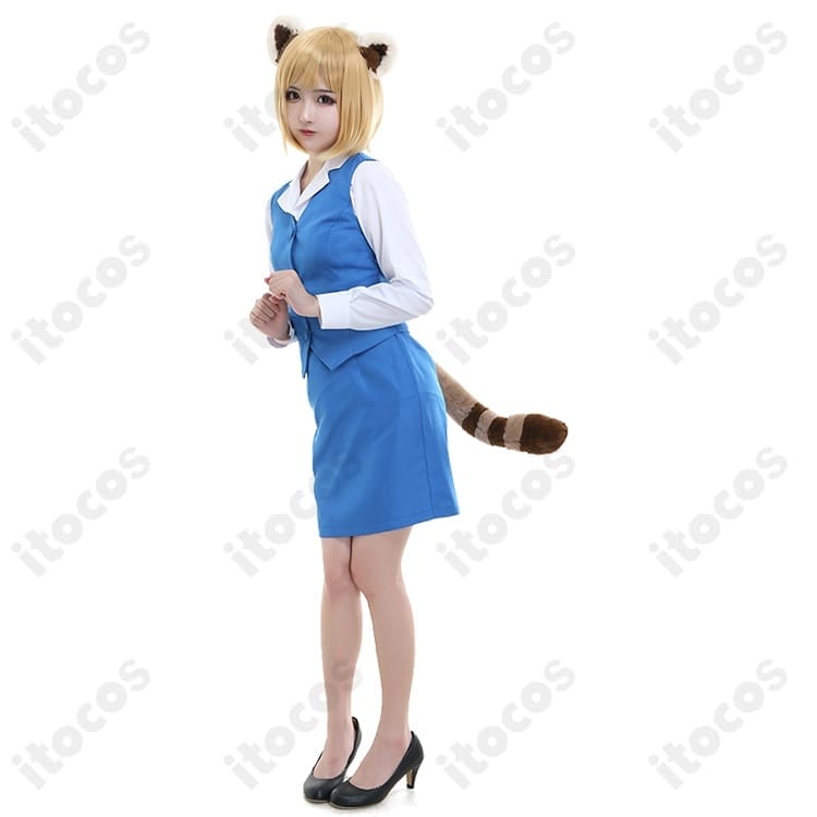 アグレッシブ烈子 烈子 事務制服コスプレ一式。耳と尻尾付きで高再現、長時間イベントも快適 - 3枚目の画像