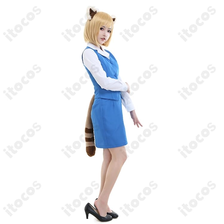 アグレッシブ烈子 烈子 事務制服コスプレ一式。耳と尻尾付きで高再現、長時間イベントも快適 - 2枚目の画像