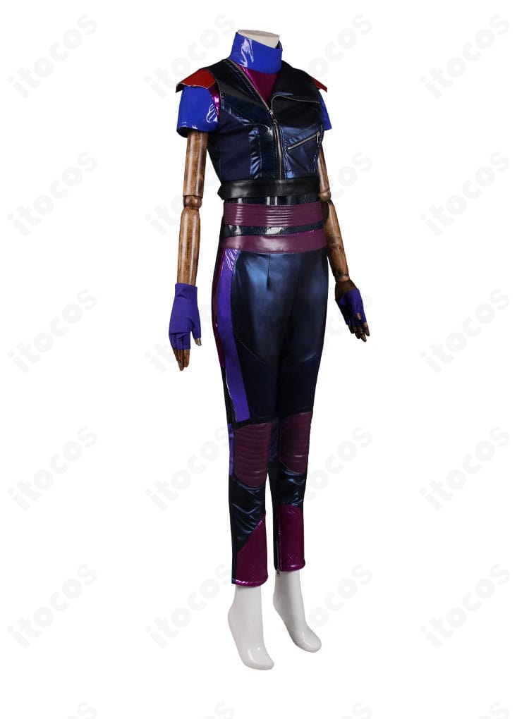 マル・バーサ衣装 右側面。肩〜袖の装飾とライダース調のシャープなラインが分かるアングル。