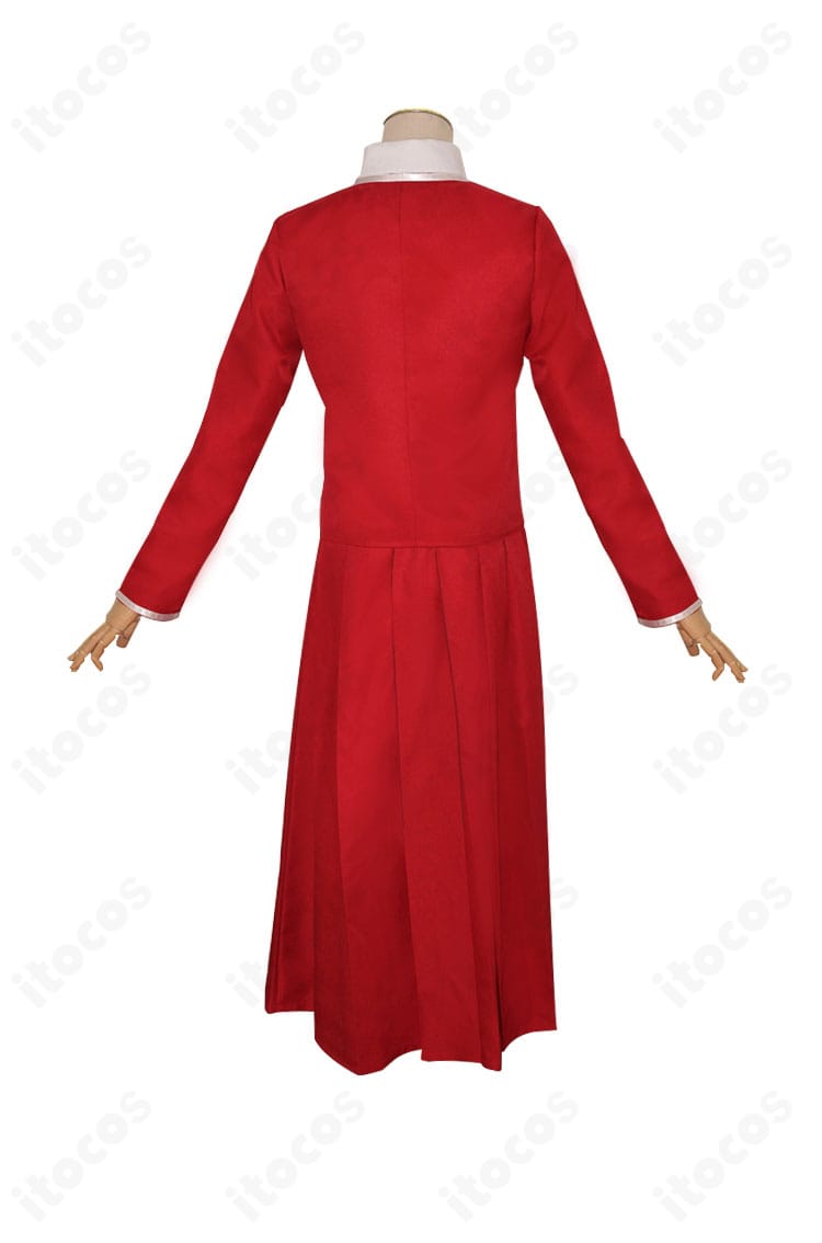 化野 乙 コスプレ衣装の背面。コートの後ろ身頃の落ち感と裾ライン、全体バランスが見える画像。