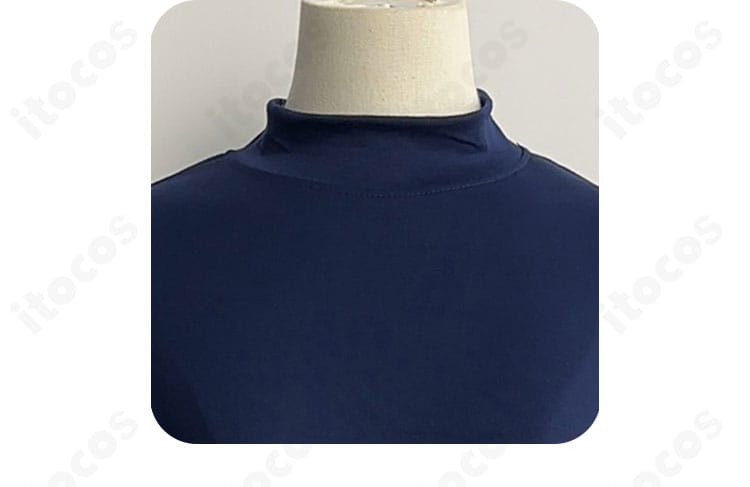 袖口装飾の詳細。赤×紺トリムの発色と縫製の精緻さを示すアップ。