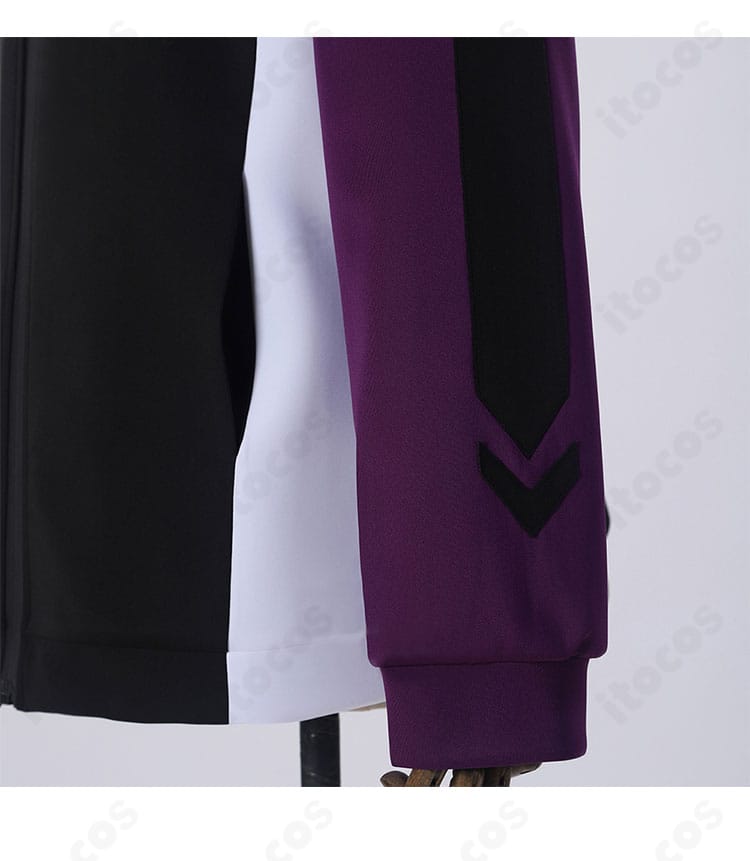 桐先高校 ジャージ コスプレ衣装の袖ディテール。可動域を意識した作りと着心地の工夫を示す近接画像。