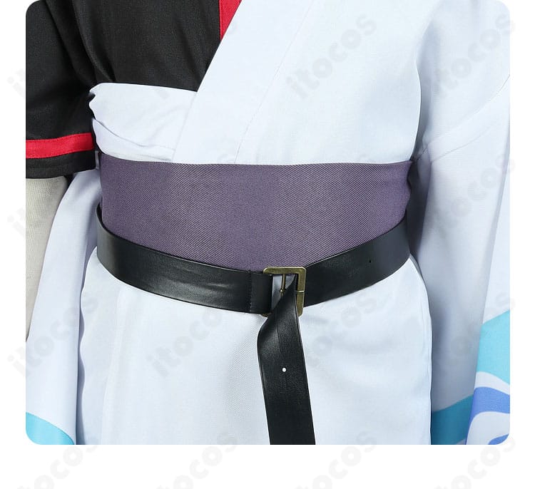 坂田銀時 コスプレ衣装 腰帯ディテール。コルセット風ベルトの質感と留め構造が分かる画像。