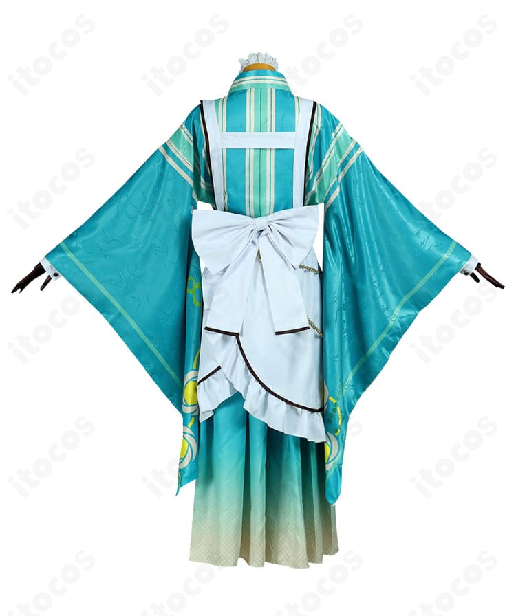 紫之創 恋こい喫茶衣装の背面。大きな蝶結びとエプロンの落ち感を確認できる画像