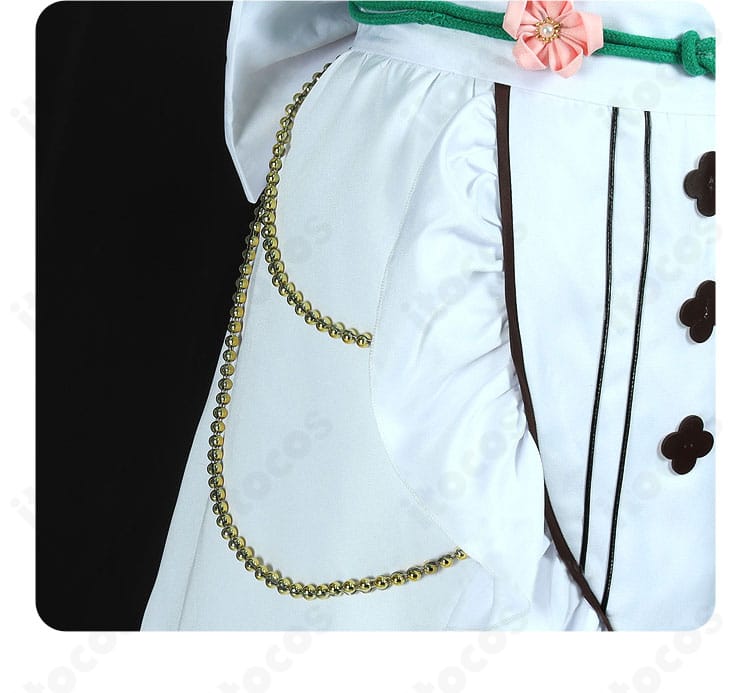 襟部分のビーズ装飾アップ。高級感のあるアクセントが映える天祥院英智衣装。