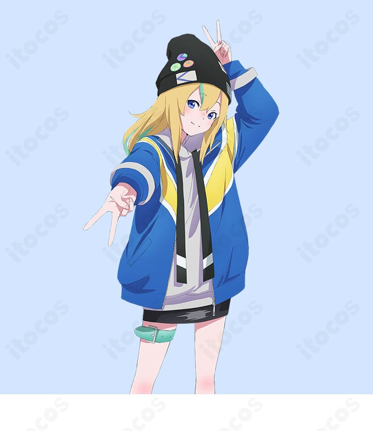 『夜のクラゲは泳げない』山ノ内花音のキャラクターイメージを表現したコスプレ衣装。夜光クラゲの幻想的モチーフを感じる配色とシルエット。