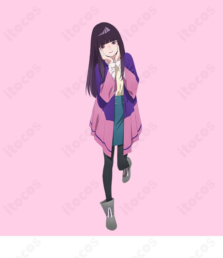 高梨・キム・アヌーク・めいのコスプレ衣装一式。透明感のあるコートと刺繍ディテールを忠実再現したキャラクター全身イメージ。