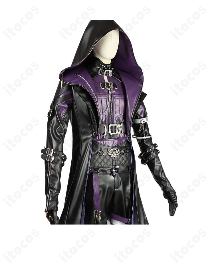 ホムラ 深海の潜行者コスプレ衣装の側面シルエット（腰飾りとチェーンの見え方）