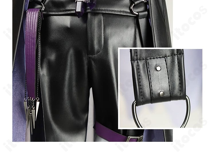 ズボン裾の装飾とラインの意匠を示す近接カット