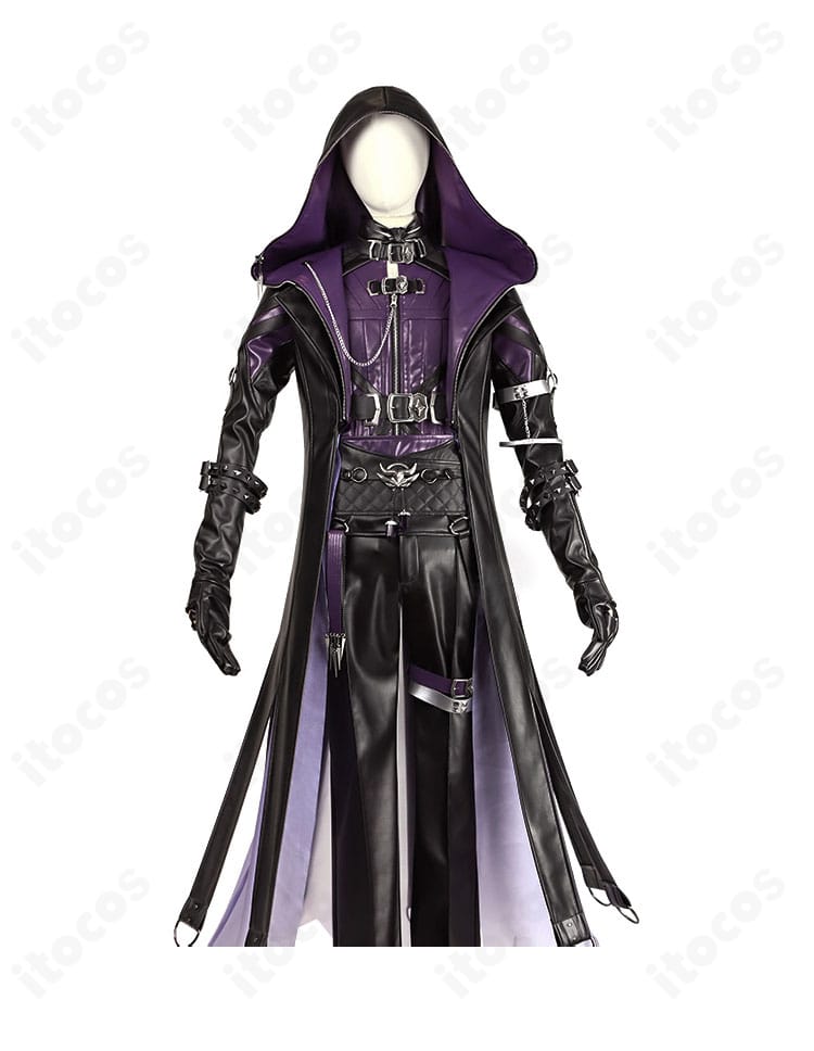 ホムラ 深海の潜行者コスプレ衣装の全身正面カット（コート・ベルト・装飾込み）