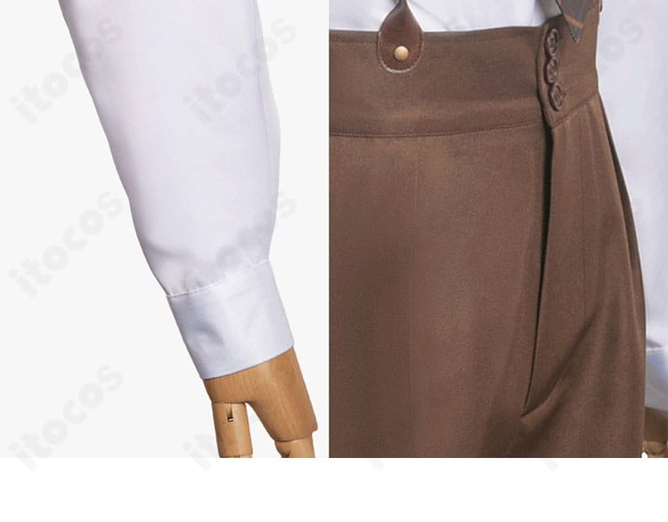 シャルルマーニュ コスプレ衣装のズボン裾と袖口のディテール。ステッチと意匠の精密さを表す画像