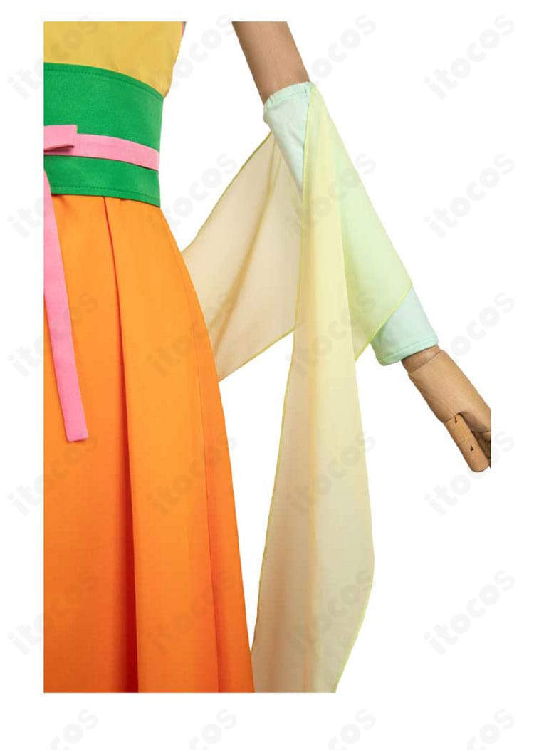 猫猫 宴会衣装コスプレの袖ディテール。切り替えと縁取り、袖口の形状が分かるクローズアップ。