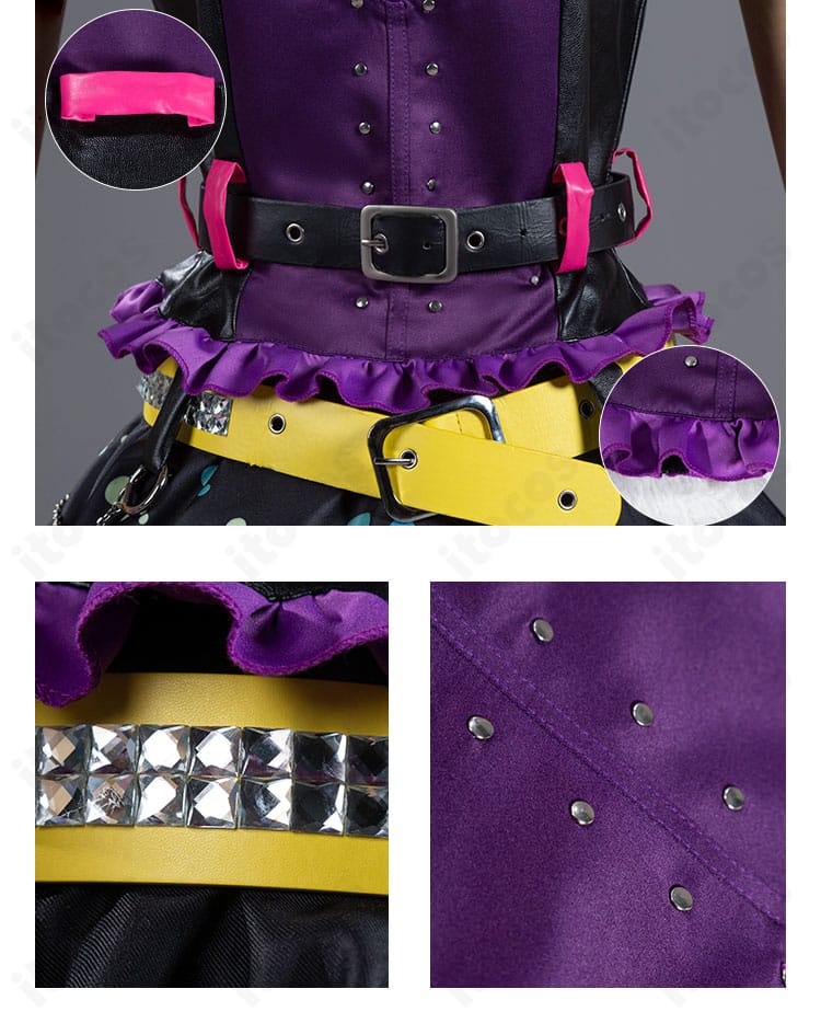 アイカツオンパレード！ 星宮いちご スイートデビル衣装の腰部と腰帯装飾。ベルト、腰飾り、チェーンの取り付け状態。