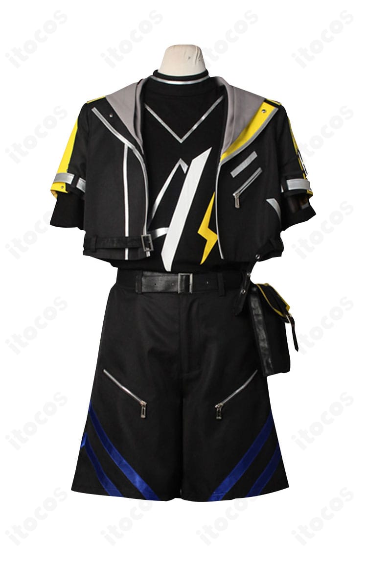 レオナルド・ライト・Jr コスプレ衣装の正面全身。コートとベルト、ポーチを含むフルセット構成