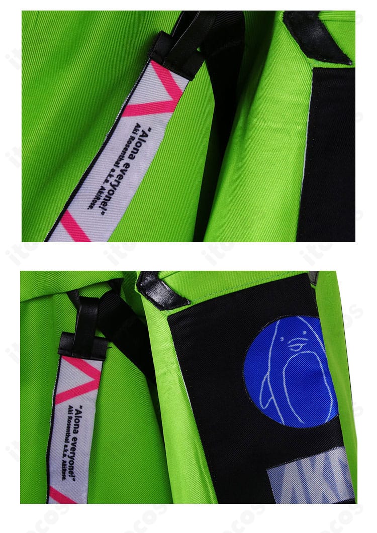 アキ・ローゼンタール コスプレ衣装の肩・袖周り装飾ディテール。ステッチと装飾パーツ