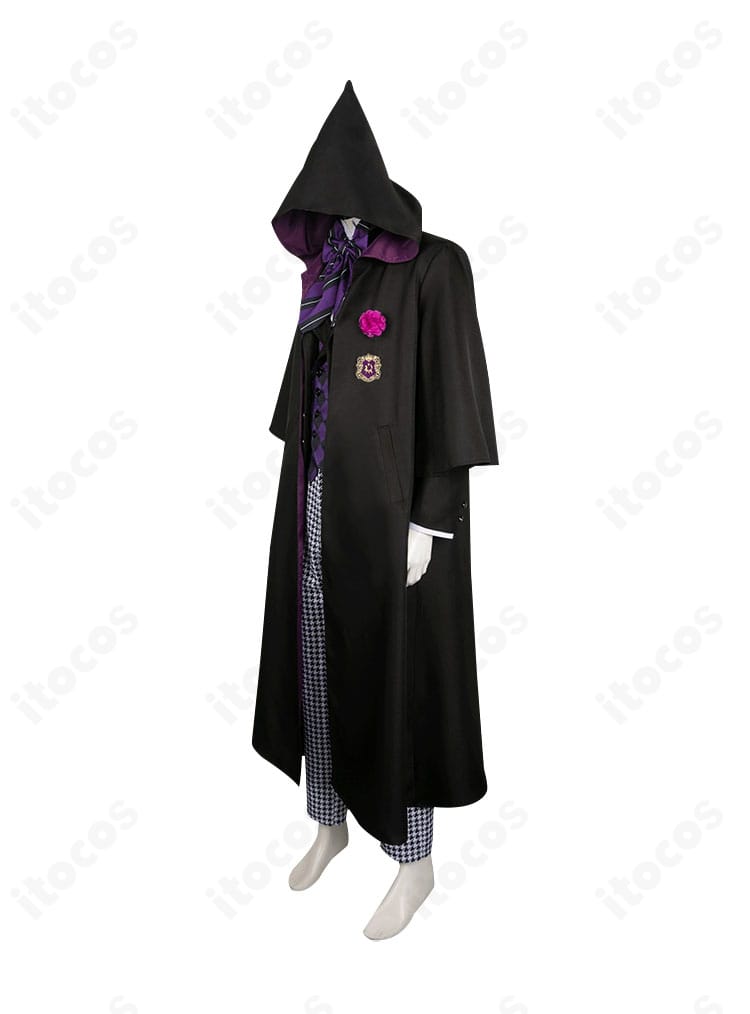 黒執事 グレゴリー・バイオレット 寄宿学校編コスプレ衣装の側面。マントの落ち感と袖のラインを確認できる。