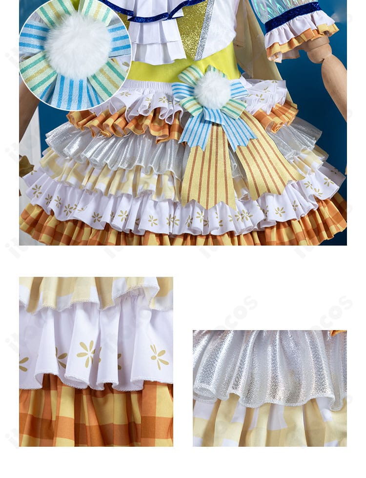 南みれぃ コスプレ衣装のウエストまわりとスカート飾りのアップ。腰飾りのバランスとギャザー感が分かる。