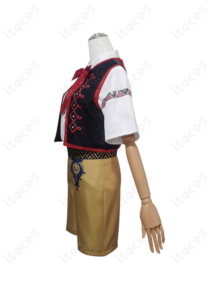 第五人格 人形師 ルイ衣装の側面。シルエットのラインとサイド装飾の配置バランスがわかるカット。