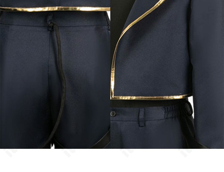 御影玲王 悪魔コスプレ衣装のパンツ背面と襟周りディテール。後ろ姿のラインを確認。