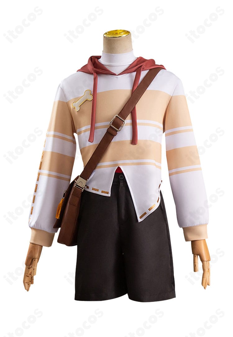 第五人格 ポストマン ローソンコラボ衣装の正面全体。トップスの切替とエンブレムが明瞭に見える。