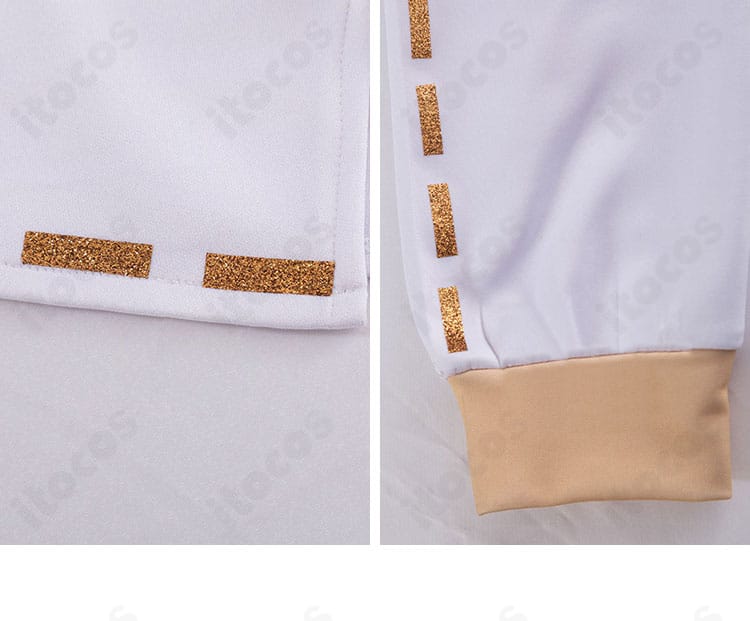 袖口の装飾クローズアップ。ラインの太さとステッチの精度が見える。