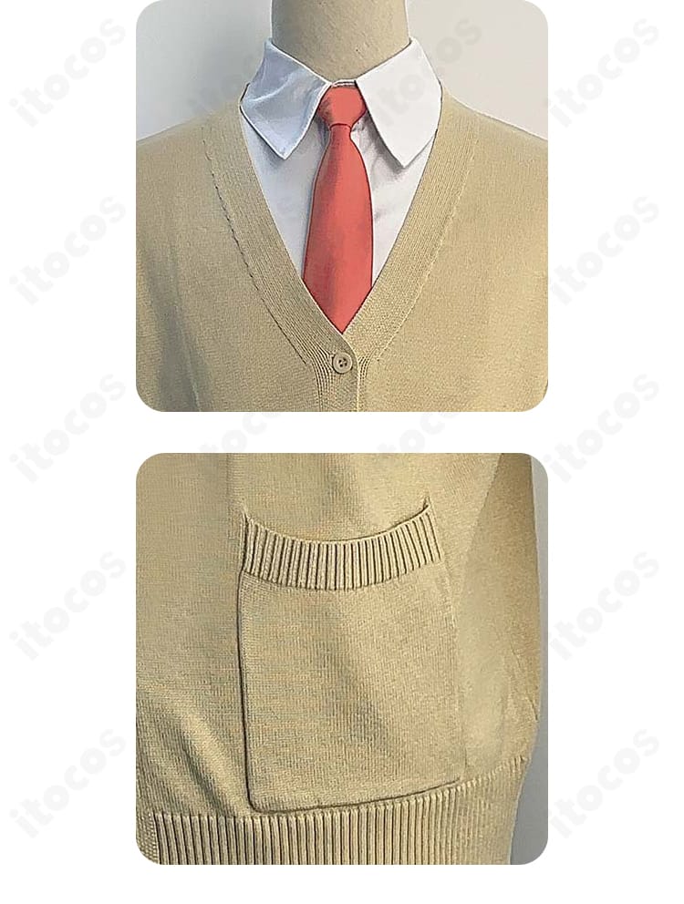 志摩聡介コスプレ衣装の襟とポケットの細部。ラペル角度とステッチワークが分かるディテールカット