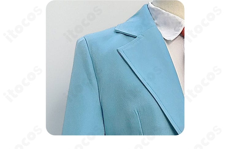 シンプルな襟装飾のクローズアップ。上品で清潔感のあるデザイン