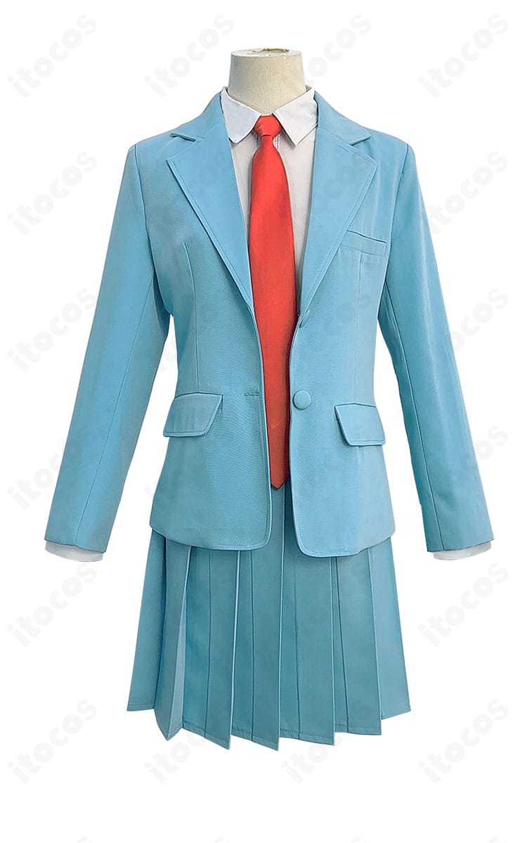 岩倉美津未 制服コスプレの正面全身。清楚なブレザーとスカートのセット