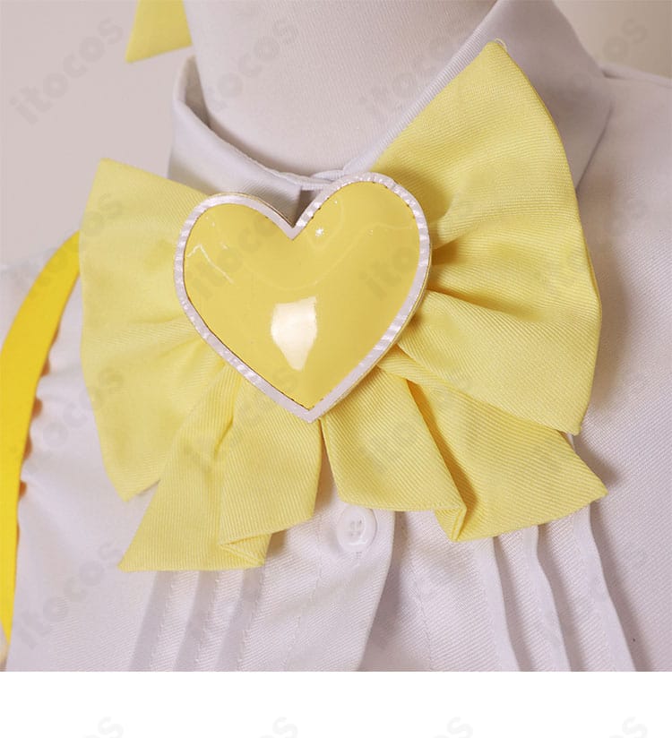 魔法少女にあこがれて 天川薫子 コスプレ衣装 リボン・ボウタイ装飾の刺繍アップ。細部の縫製と柄の精密さを強調