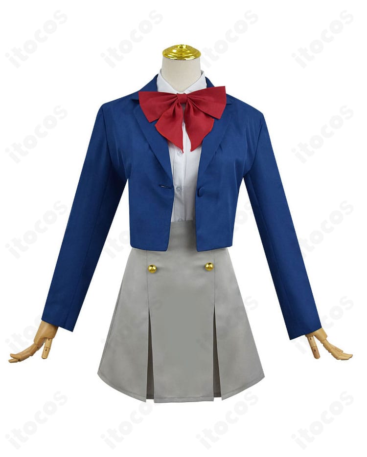 魔法少女にあこがれて 阿古屋真珠の制服コスプレ正面。テーラードジャケットとプリーツスカートのバランスが分かる。