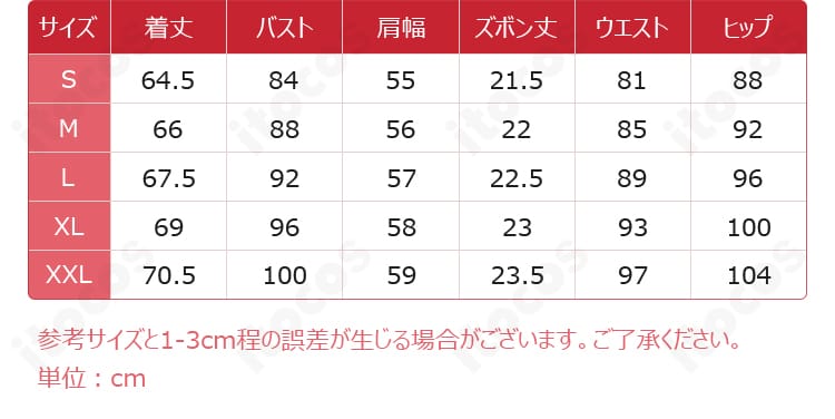 ゼーリエ衣装のサイズガイド図。S〜XXLの主要寸法と推奨選び方を示した案内。