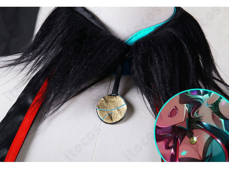 メジロパーマー コスプレ衣装 リボン装飾のアップ（配色と形状ディテール）