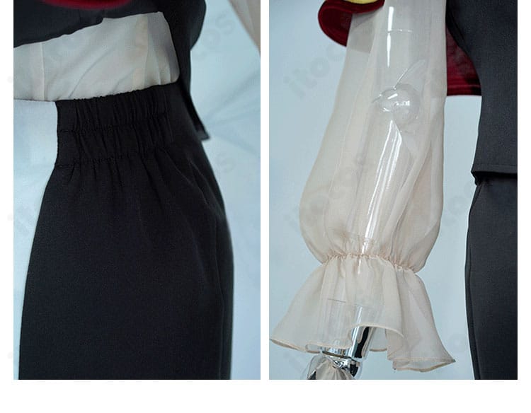 半ズボンと袖の装飾クローズアップ。縫製の端処理やラインの整いを確認可能。